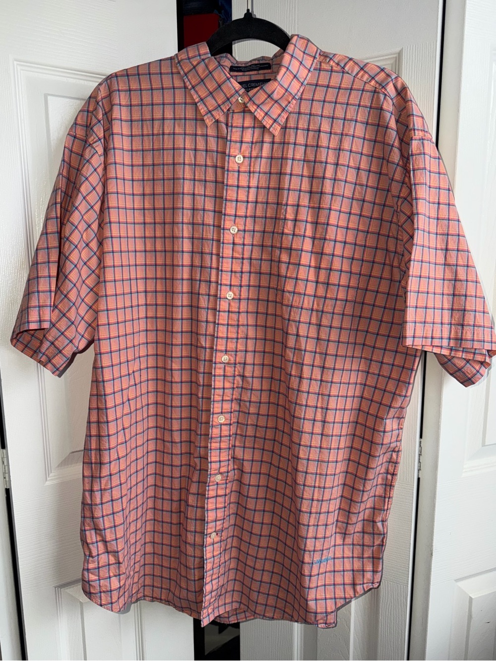 Daniel Cremieux Coral Button-Down Shirt with Blue Plaid